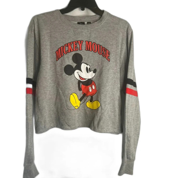 Disney Mickey Mouse Gray Crewneck Long Sleeve Pullover Mickey Sweater Sz LG - Picture 11 of 11